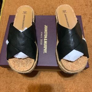 Women’s leather slides.